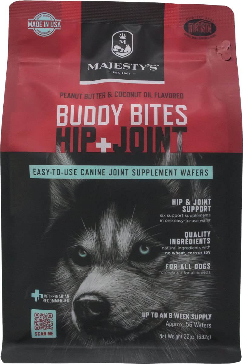 Close-up of Majesty's Buddy Bites texture showing chew-friendly wafers