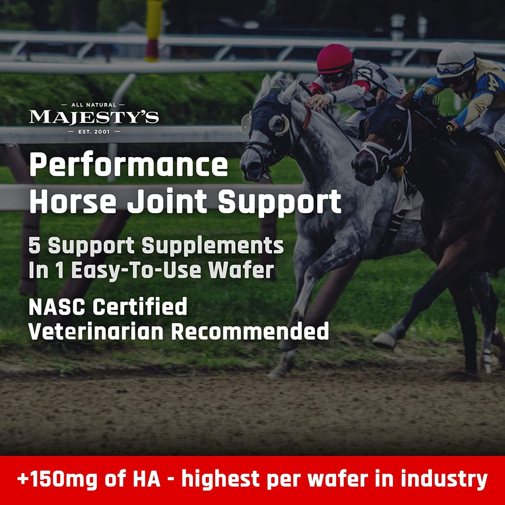 Majesty's Flex HA Wafers horse eating position illustrates easy administration.