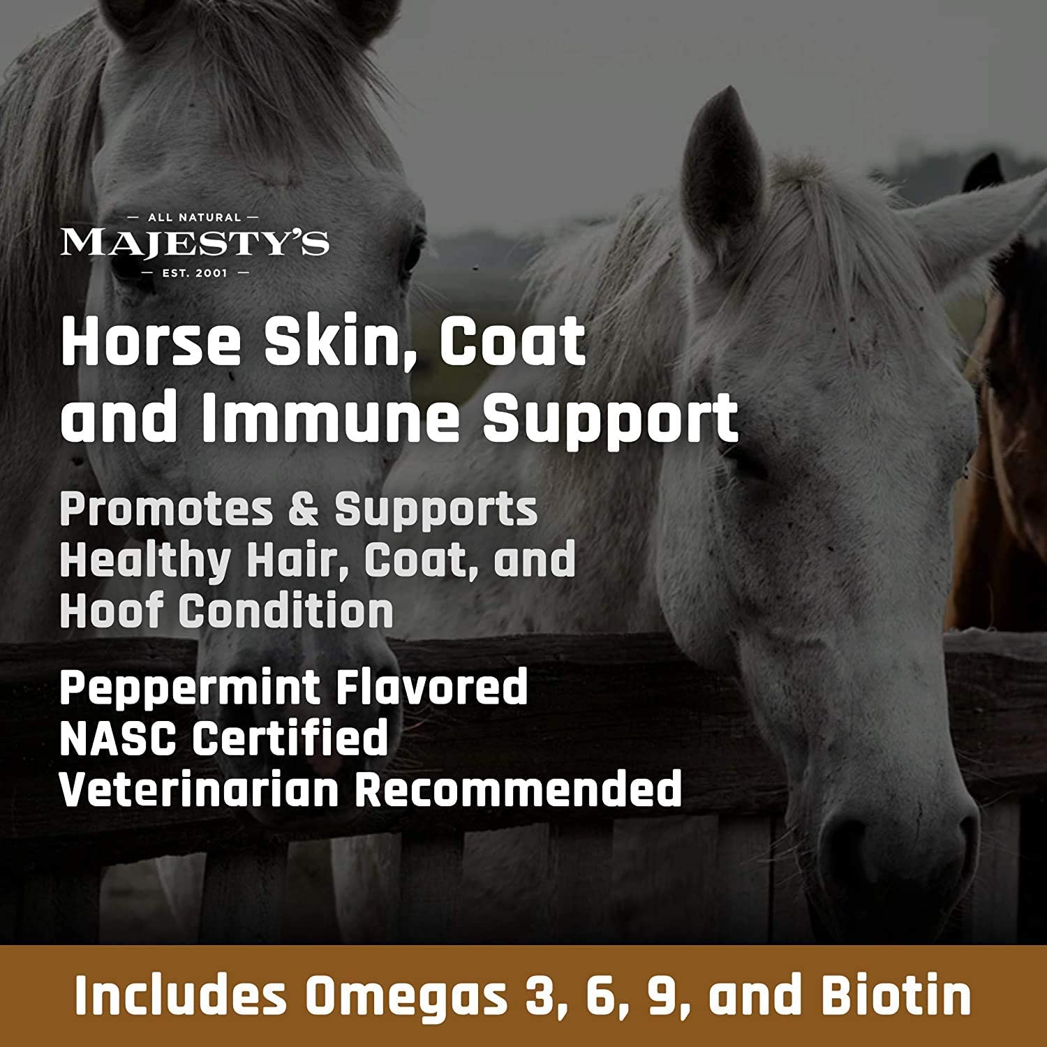 Two-pack Majesty's Omega Wafers indicating four months of supply when used as directed