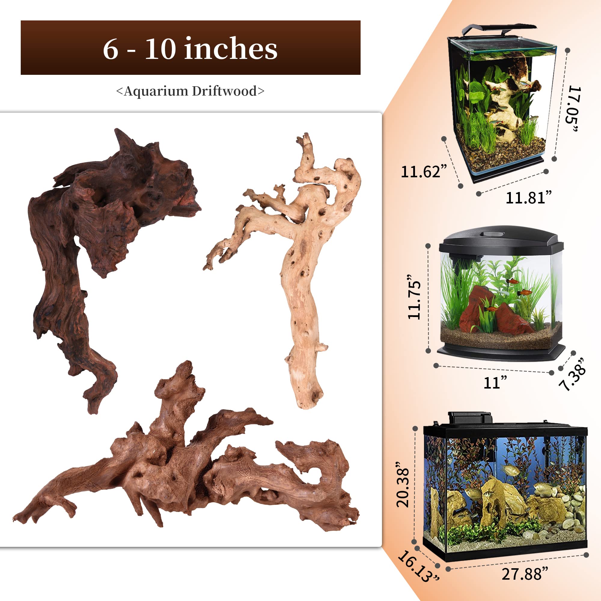 majoywoo driftwood branch closeup highlights texture for tank décor