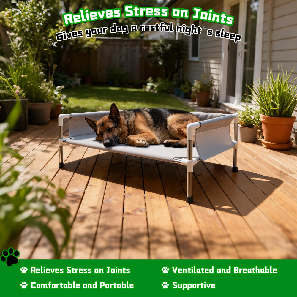 Makerfire Elevated Dog Bed non-slip feet stabilize on any floor surface.