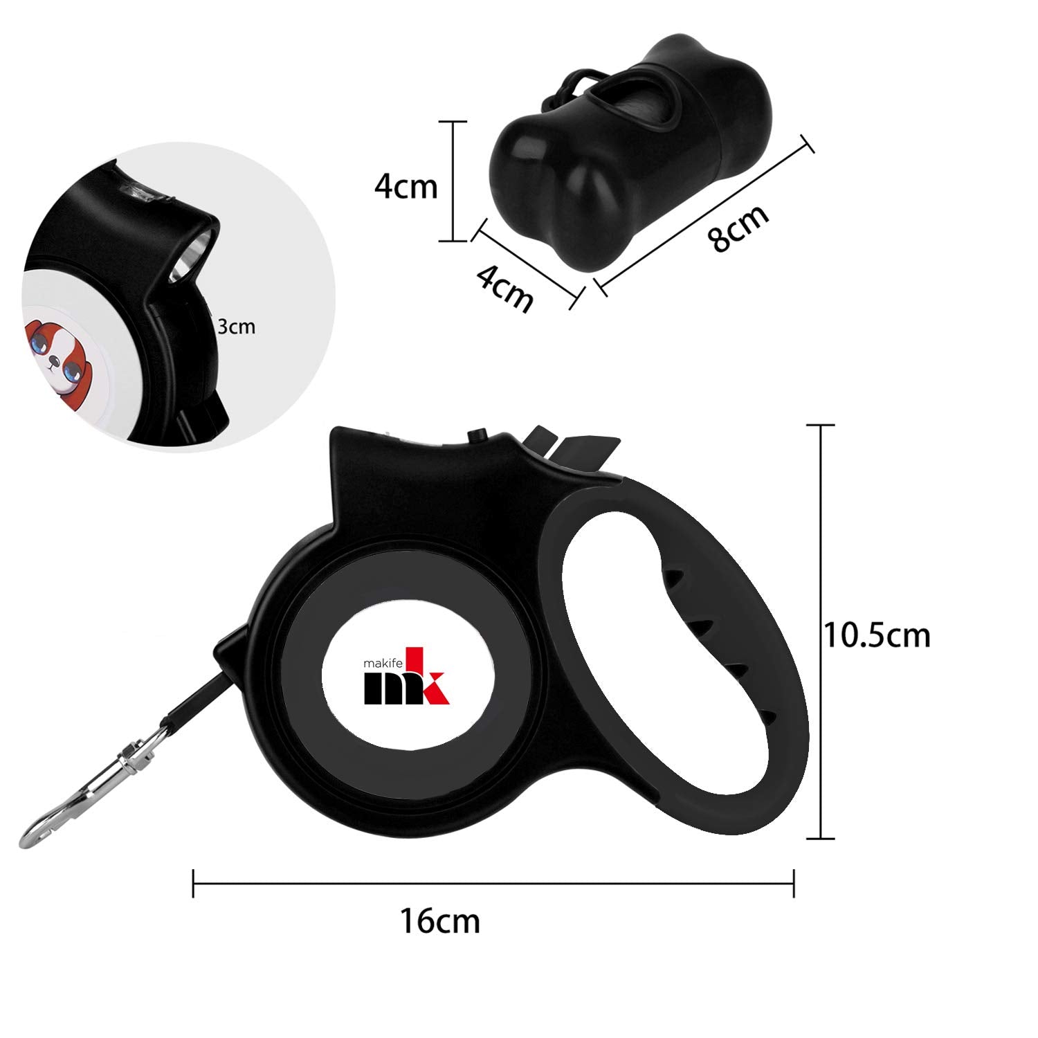 Makife durable ABS shell and nylon leash withstands daily outdoor use