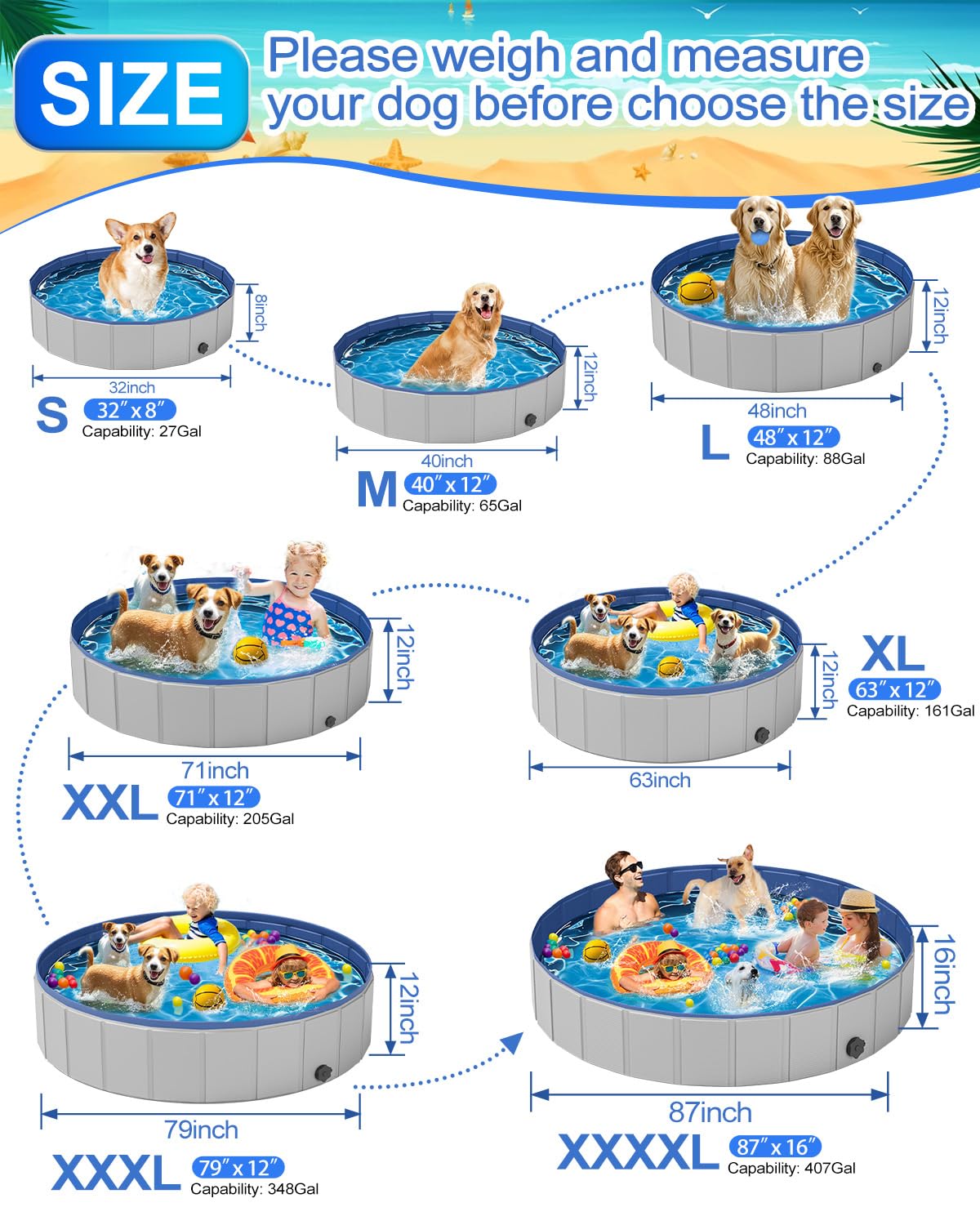 Makigahara dog pool XL built-in drain hole close-up shows easy water release.