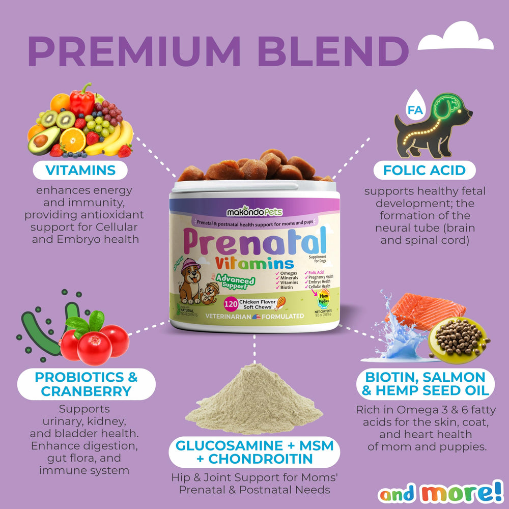 Makondo Pets dog prenatal vitamins with meals for simple mixing