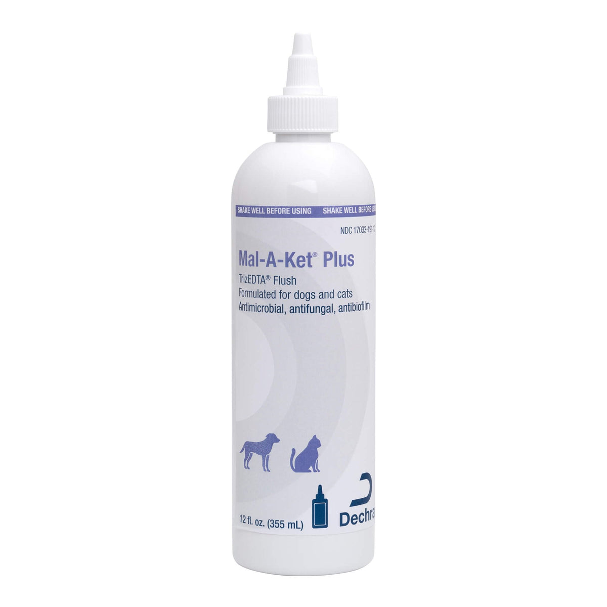 Mal-A-Ket Plus TrizEDTA Flush bottle for pets supporting skin health during infections.