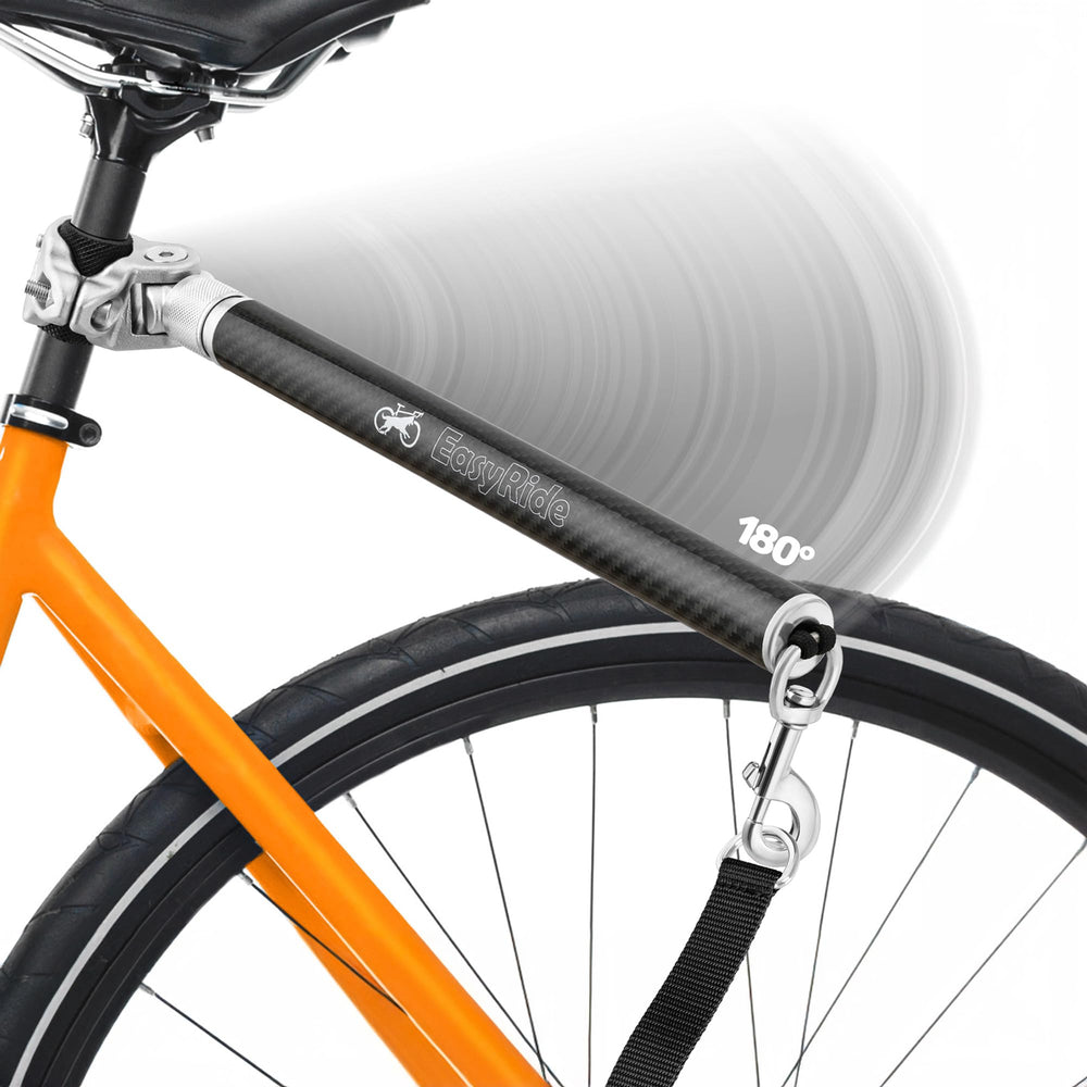 MALABI rotating dog bike leash shows secure, easy attachment for cycling.