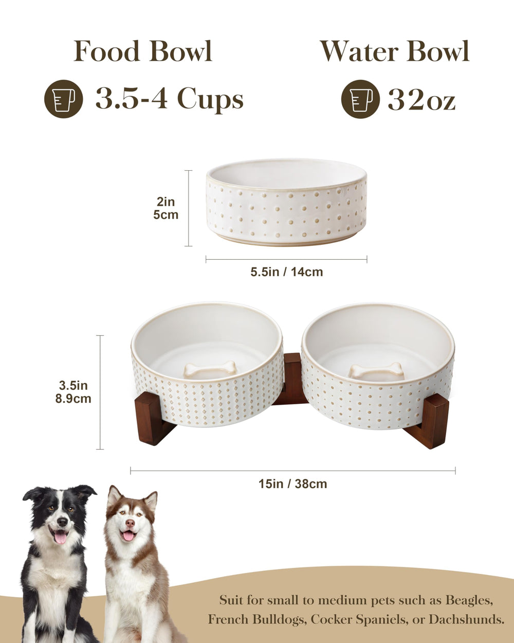 MALACASA ceramic dog bowls with GlideCoat glaze for easy cleaning and odor control