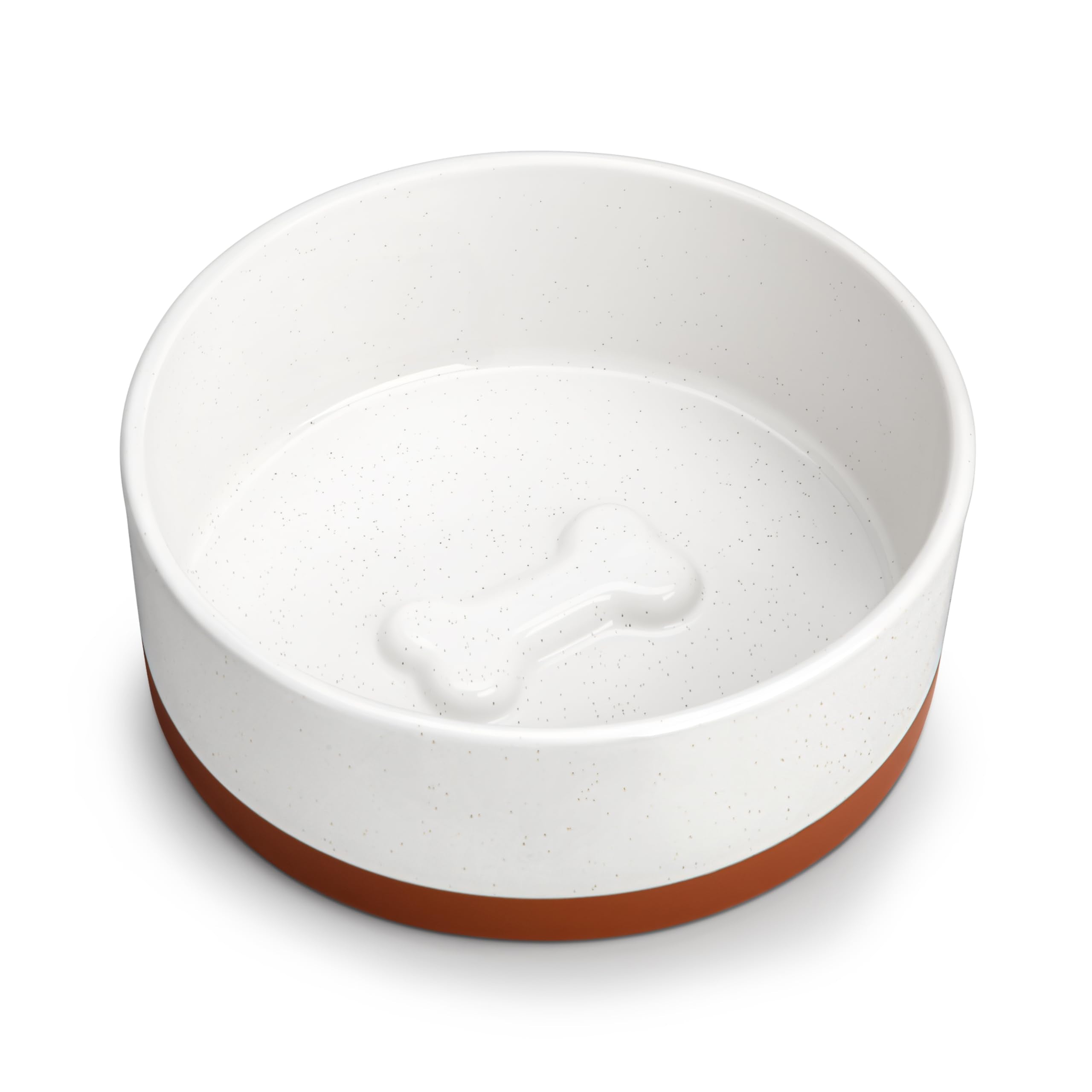 MALACASA dog bowl side view highlights durable ceramic and spill-resistant design.