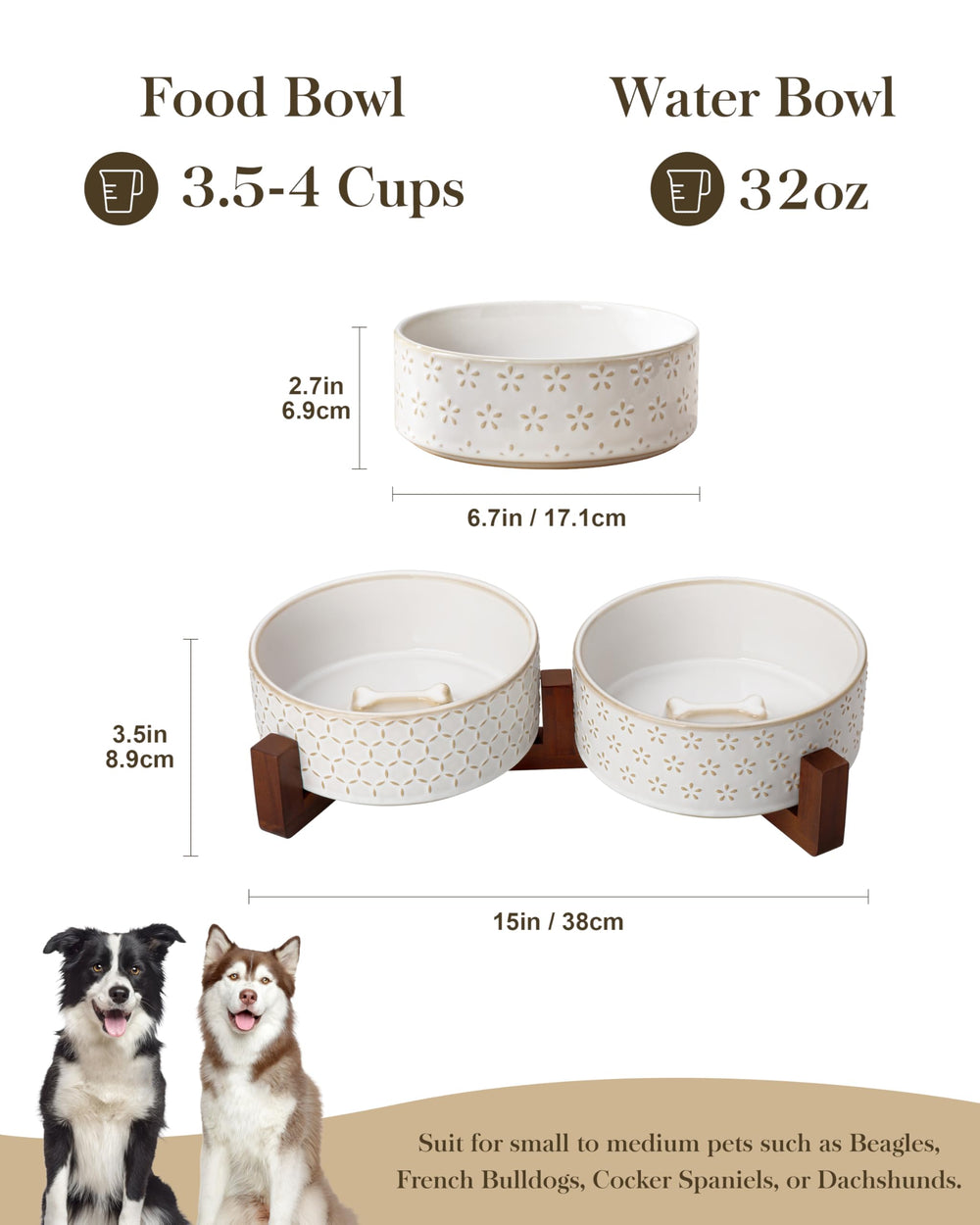 MALACASA elevated bowls offer a stable non-slip base during busy mealtimes