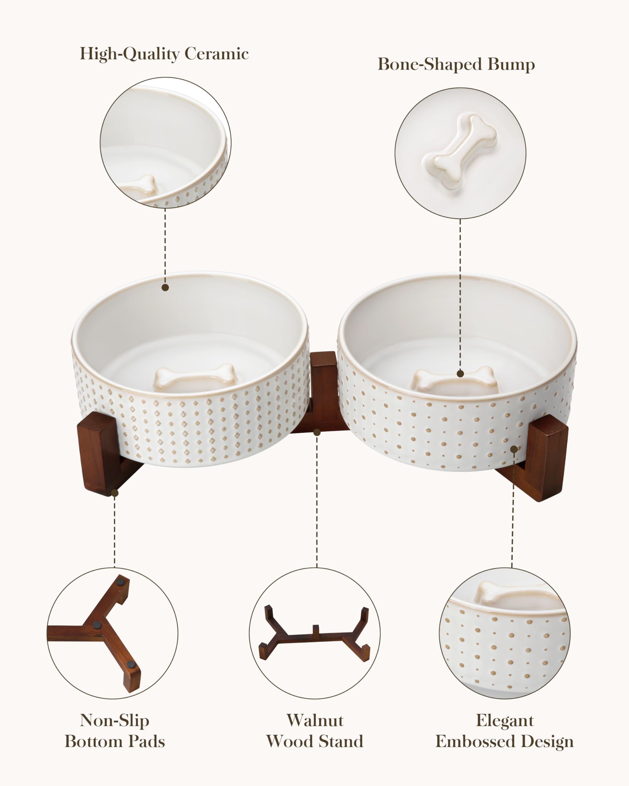 MALACASA raised bowls with non-slip adhesive pads for stable feeding