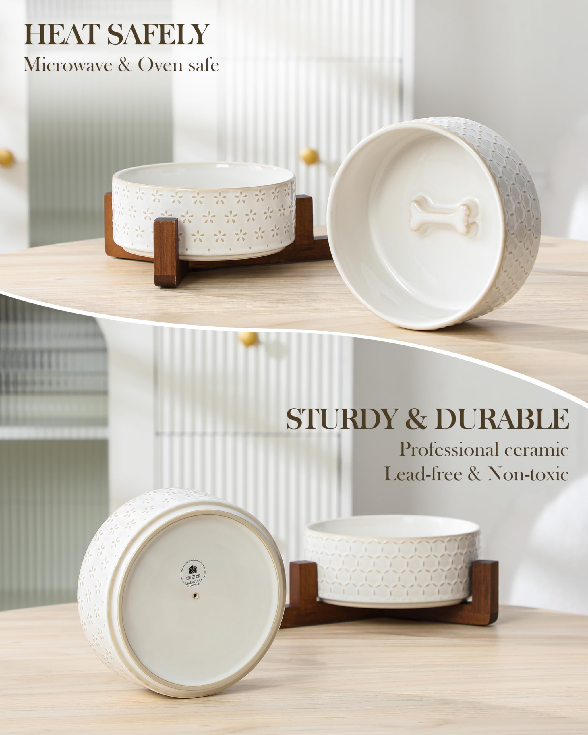 MALACASA removable ceramic bowls for quick cleaning and refilling