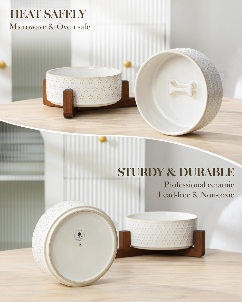 MALACASA removable ceramic bowls for quick cleaning and refilling