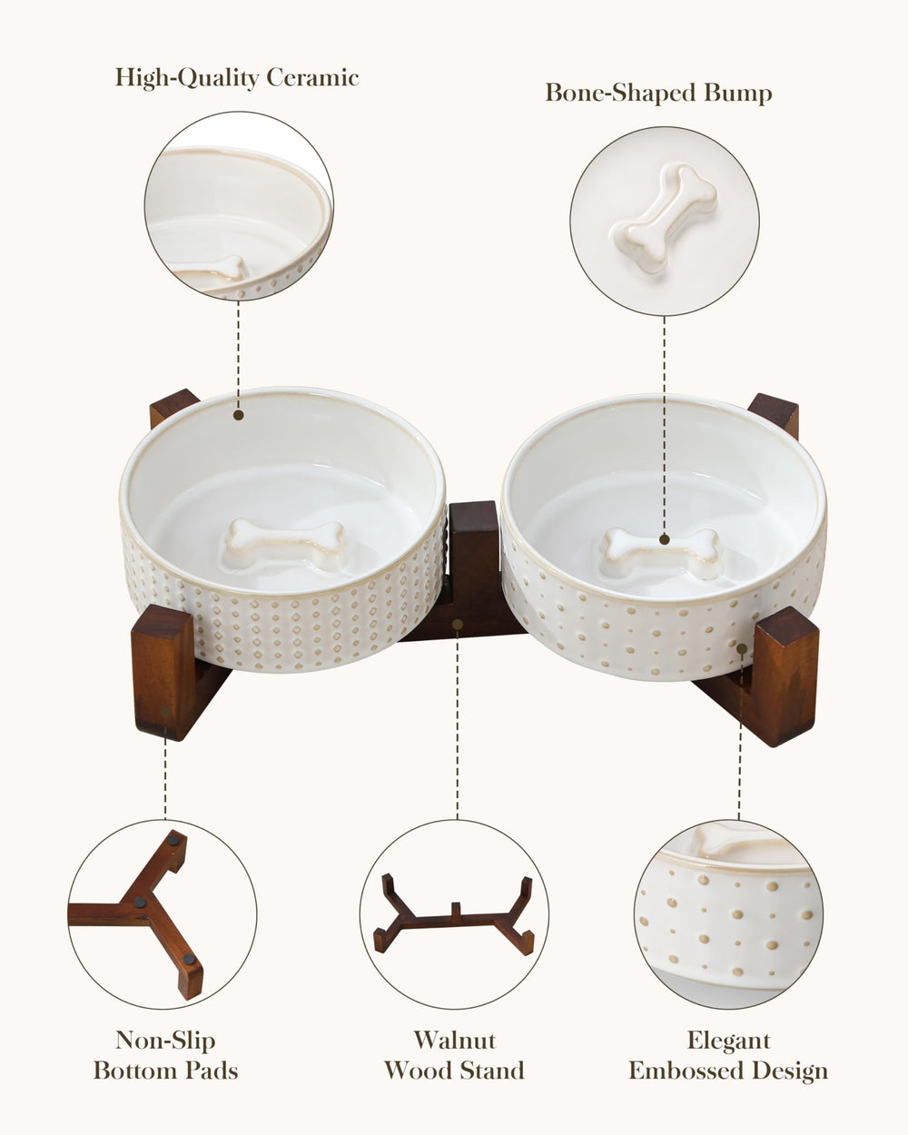 MALACASA removable ceramic bowls for easy cleaning and refills.