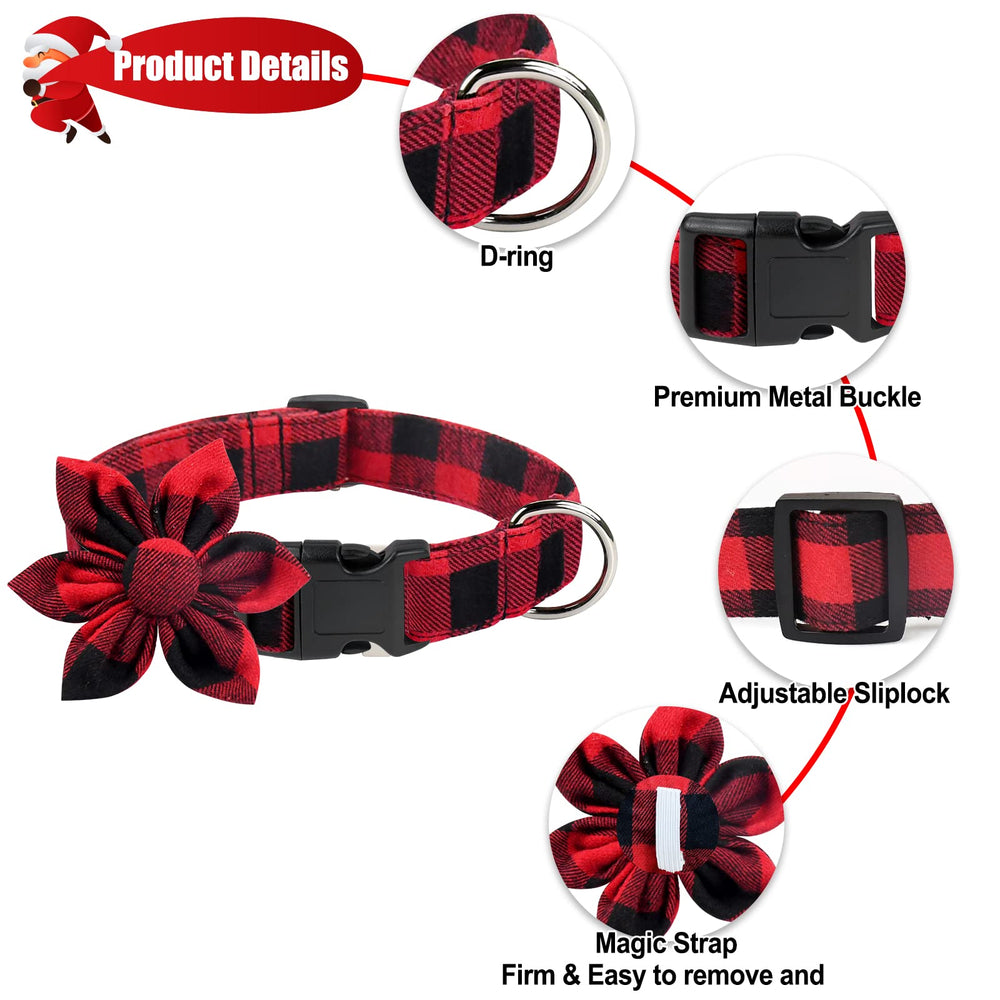 Malier buffalo-plaid collar closeup showing durable buckle and soft fabric