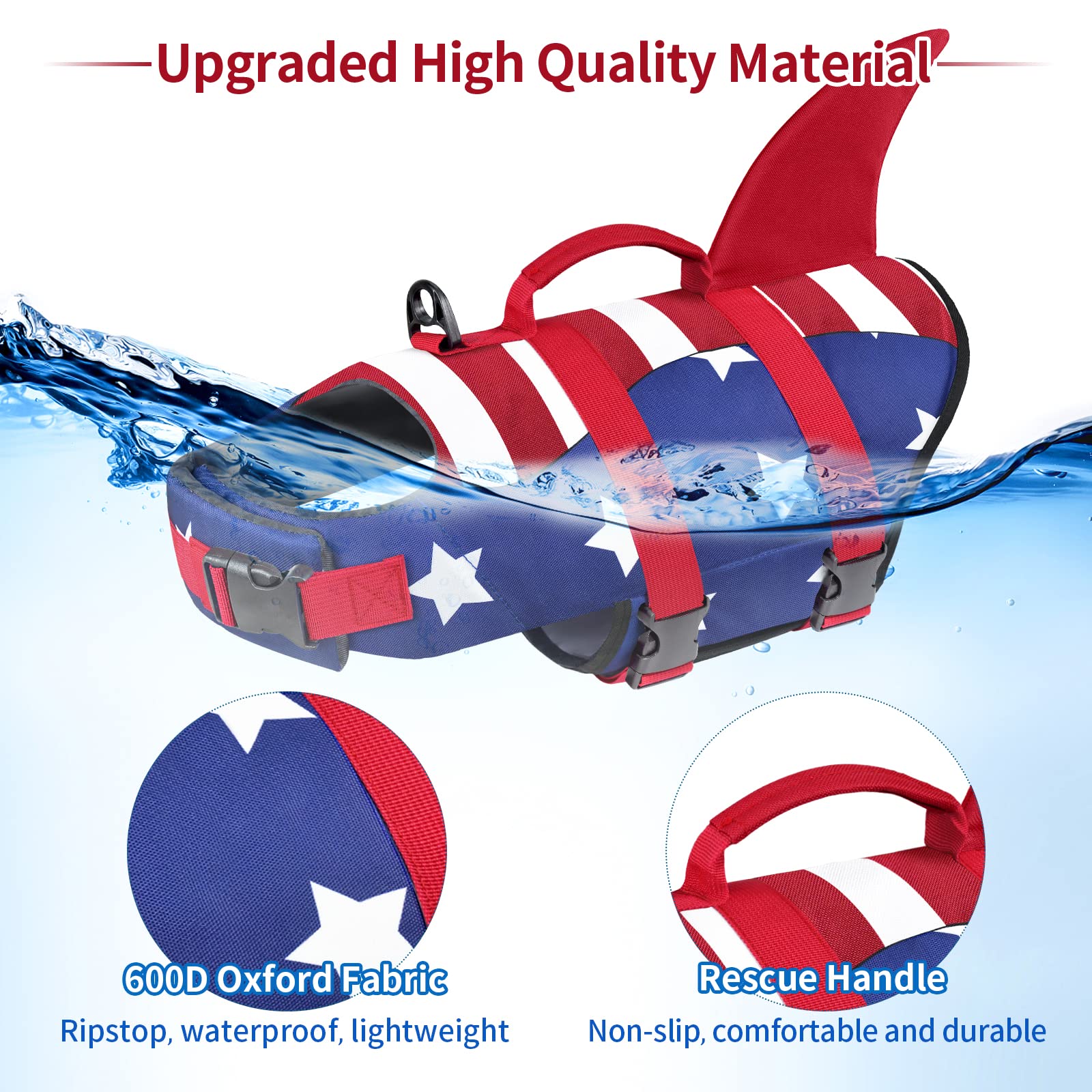 Malier dog life jacket with 15mm foam panels provides buoyancy for confident swimming