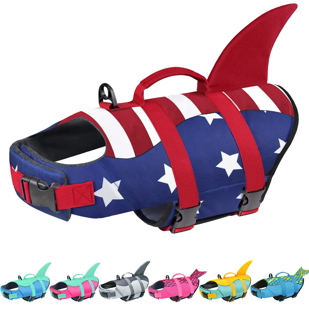 Malier dog life jacket shark-shape design boosts visibility during water play