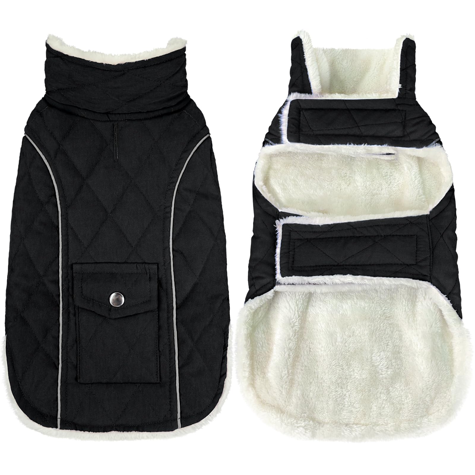 Malier dog winter coat front view shows snug warmth for cold walks