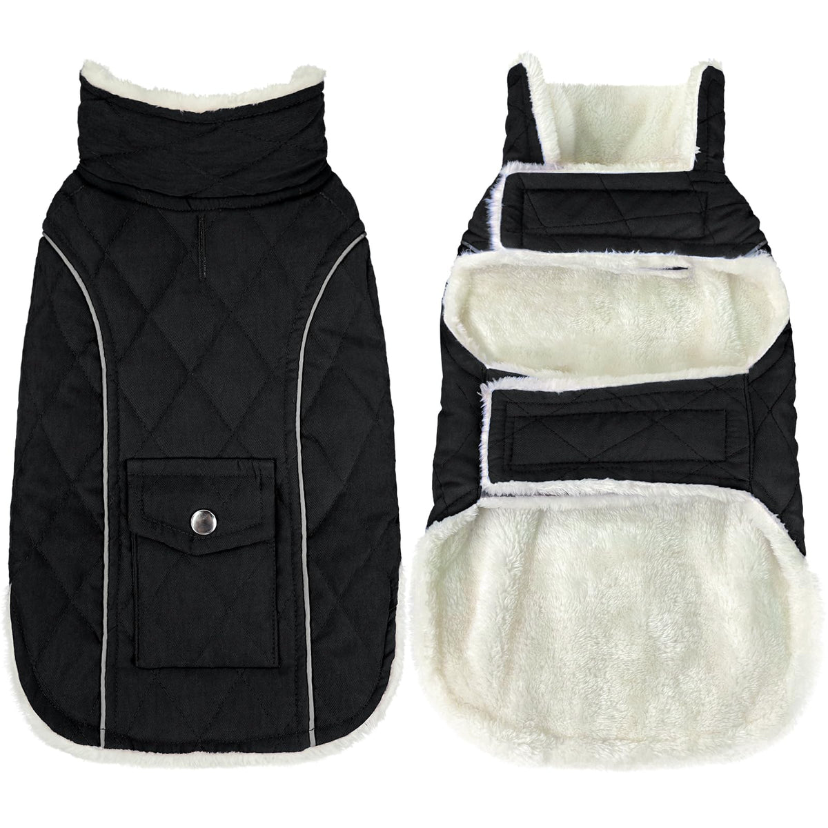 Malier dog winter coat front view shows snug warmth for cold walks