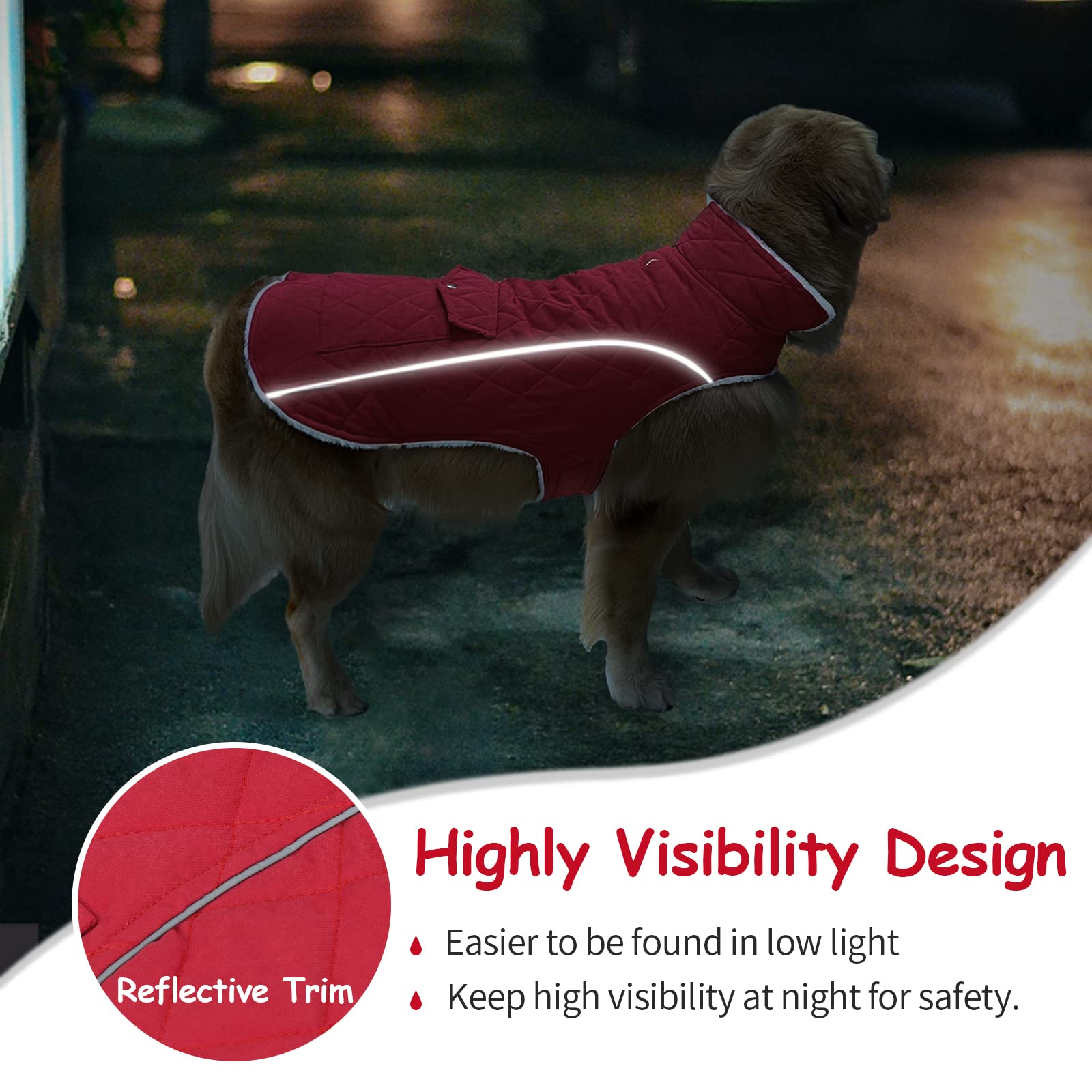 Malier coat shows leash hole for easy attachment during outdoor adventures