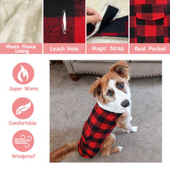 Malier fleece-lined dog coat in red offering soft protection