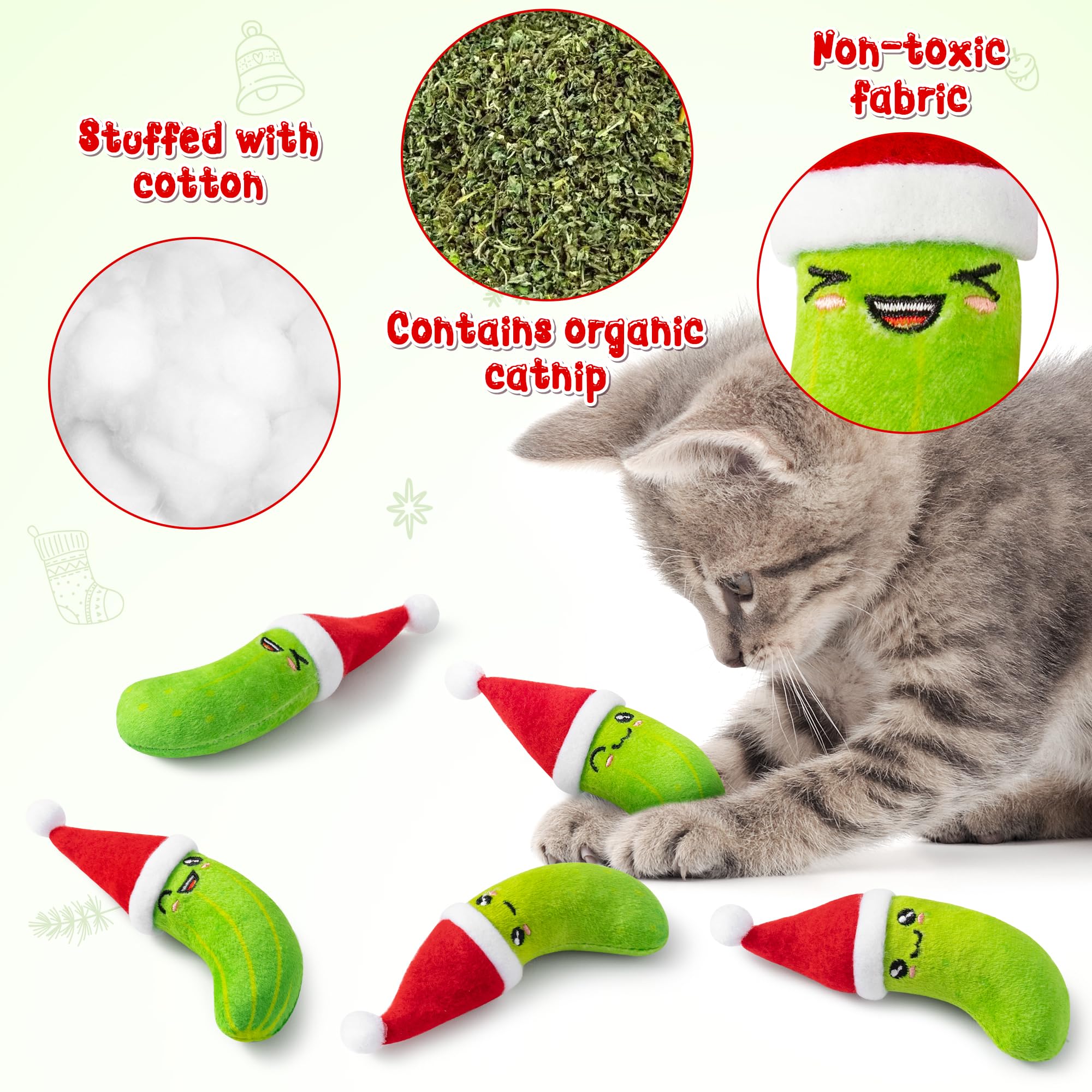 MALLMALL6 catnip toy Santa hat pickle image 3 soft cotton filling for cozy paws