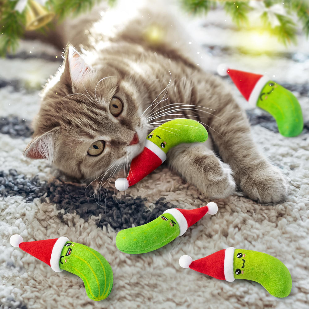 MALLMALL6 catnip toy Santa hat pickle image 4 non-toxic, odorless materials for safety