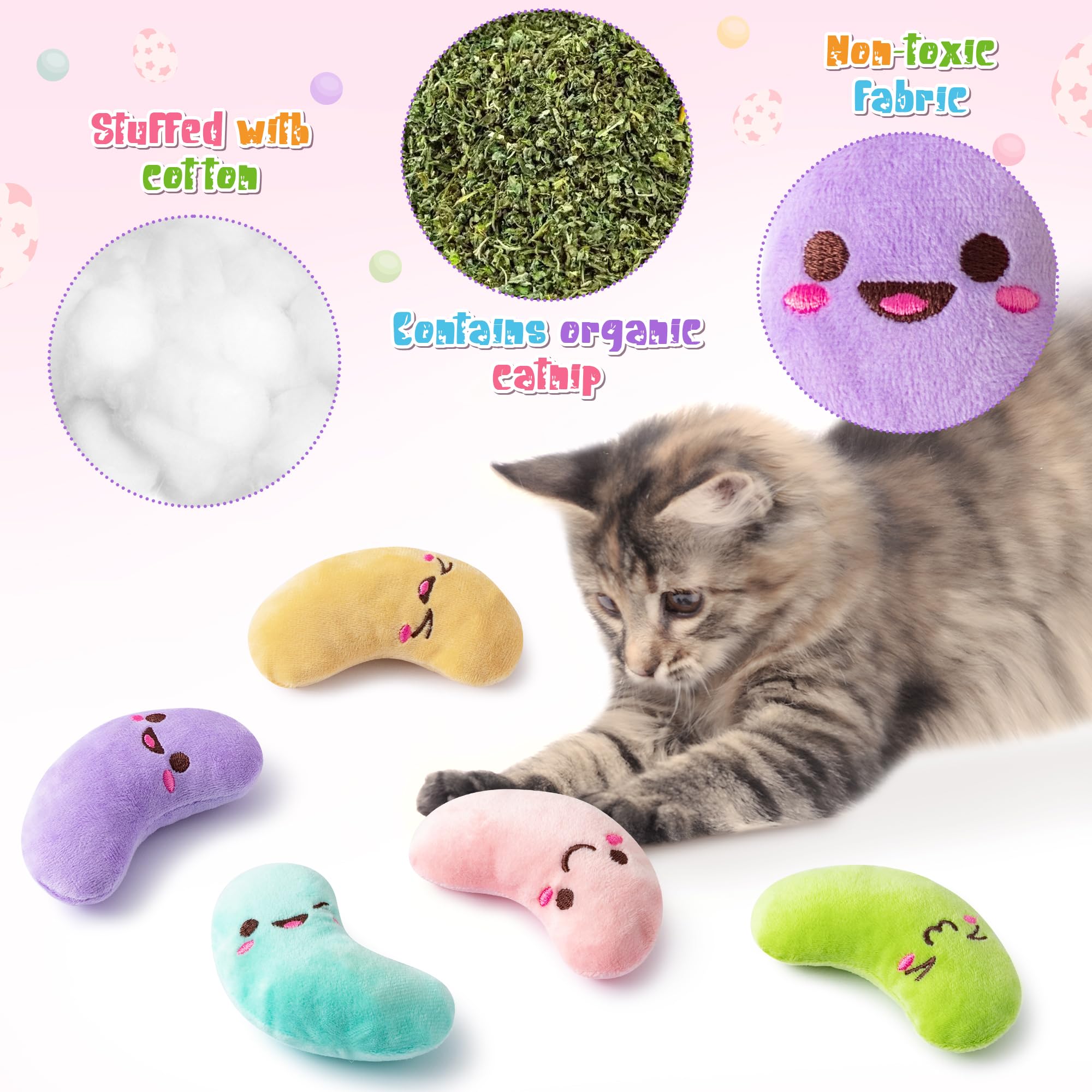 MALLMALL6 colorful candy-bean catnip toy embroidery sparks curious play and gentle exercise.