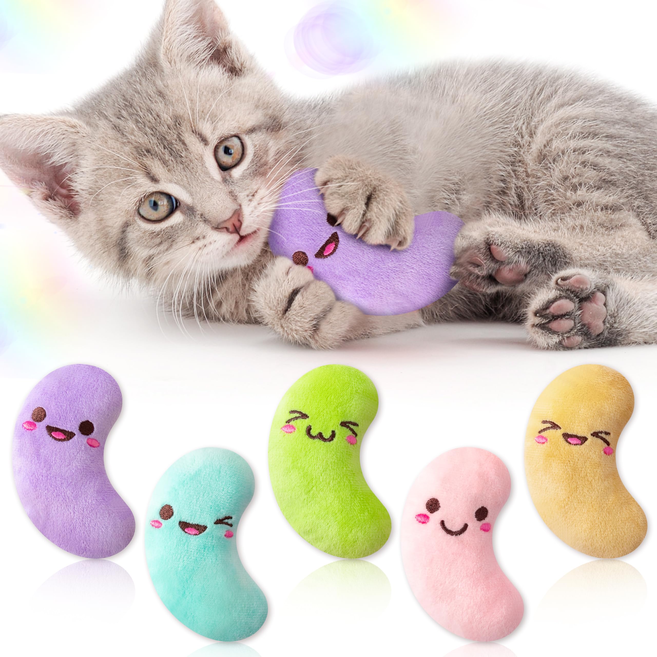 MALLMALL6 Easter jelly beans catnip toy set engages playful cats with vibrant color and movement.