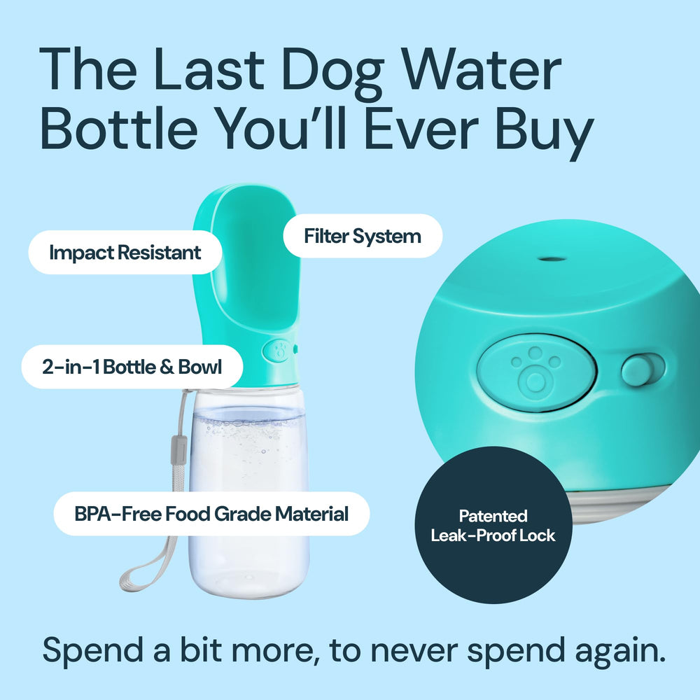 MalsiPree BPA-safe blue bottle for safe canine hydration.