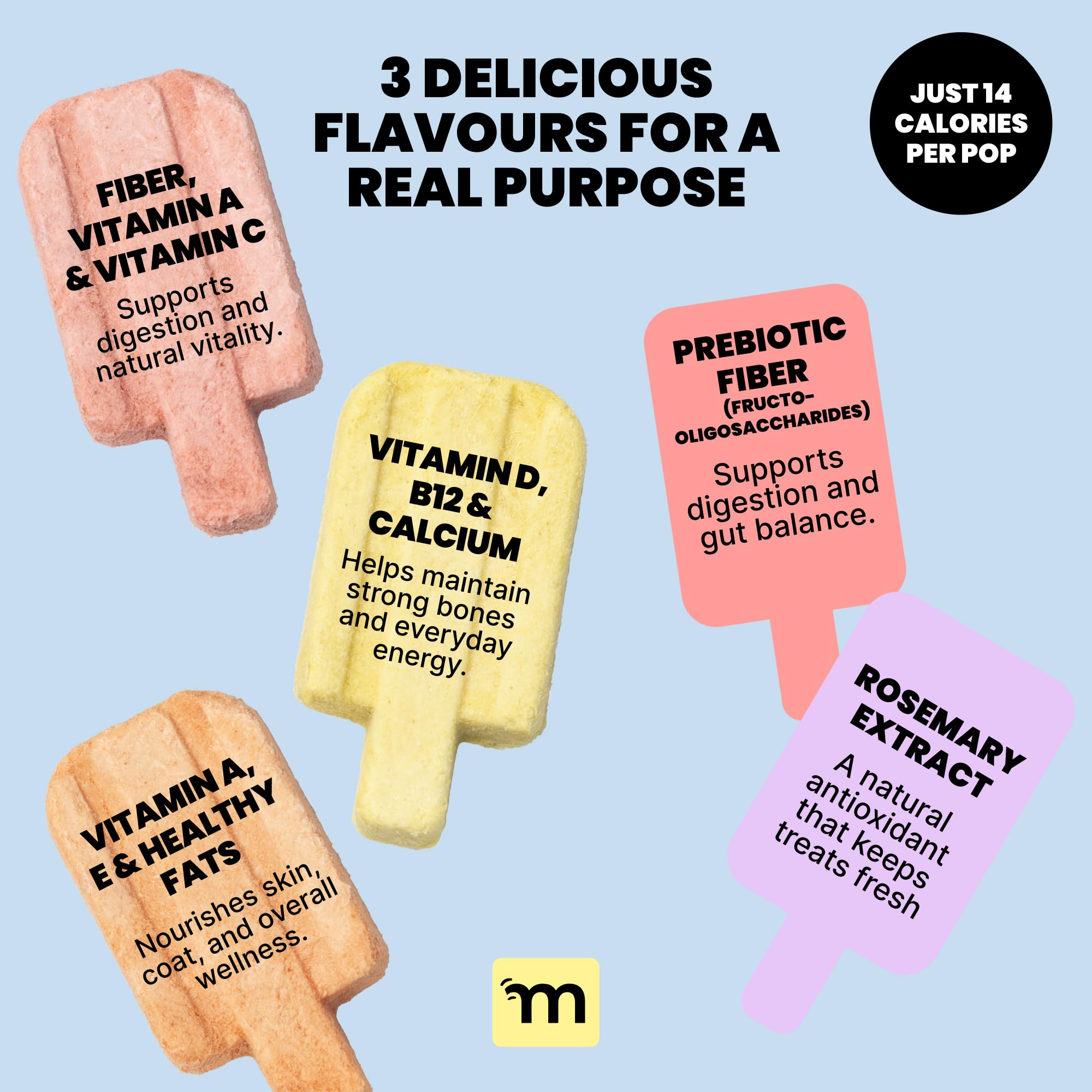 MalsiPree Milk flavor freeze-dried tablet illustrating low-calorie appeal