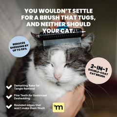 MalsiPree undercoat rake in action—loosens tangles for long-haired cats