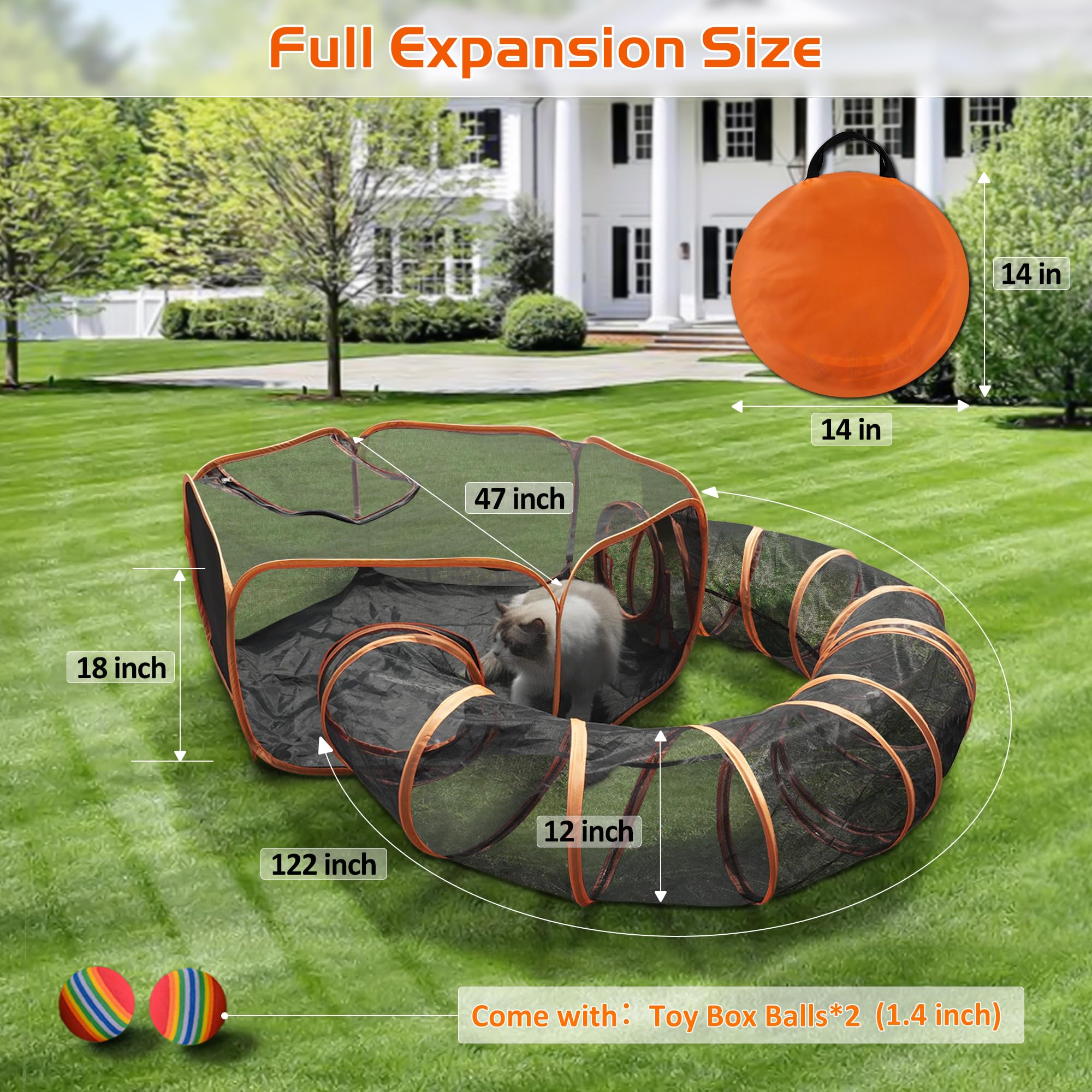 MAMI&BABI Outdoor Cat Enclosures tunnel entrance for quick, portable setup