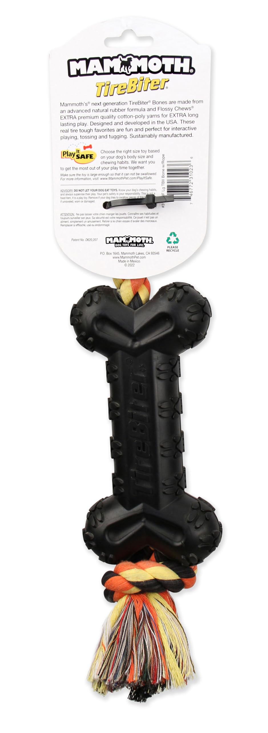Mammoth TireBiterII E interactive-tug design invites long games of tug and chase.