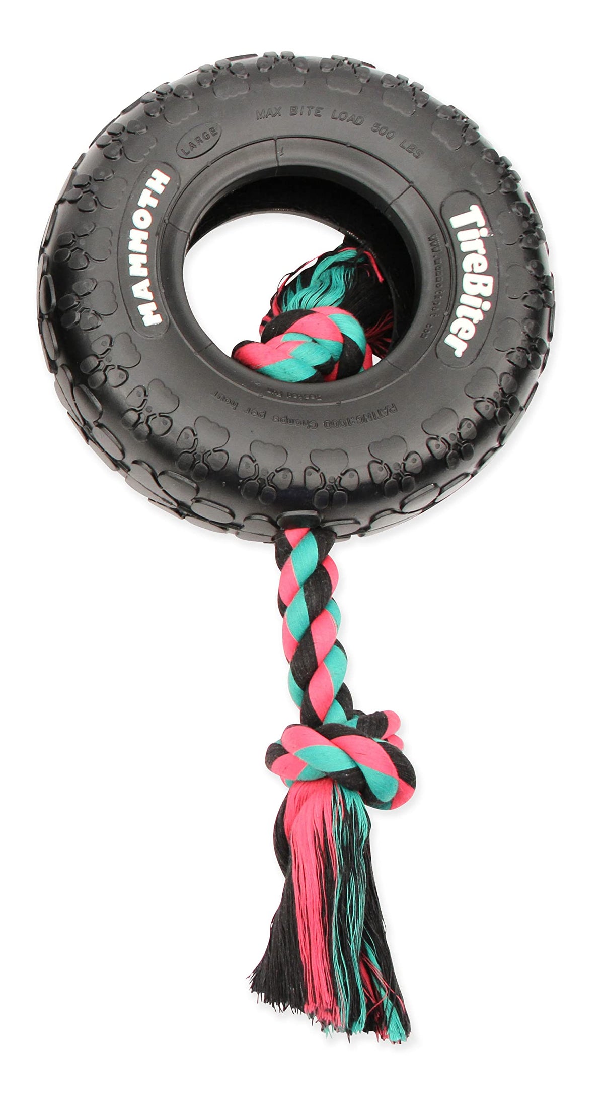 Mammoth TireBiter Originals 10-inch rubber toy for durable chew and fetch.