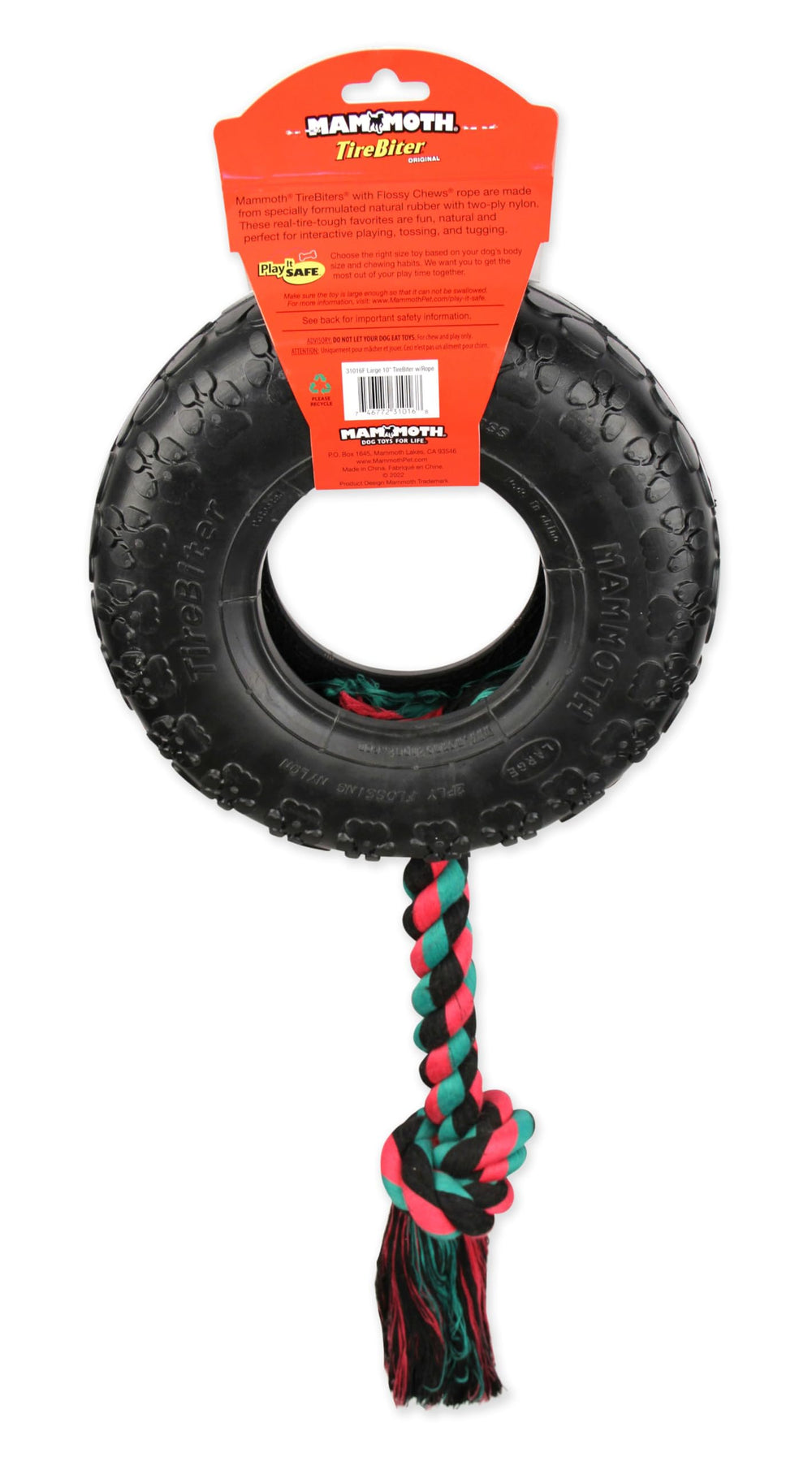 Mammoth TireBiter Originals 10-inch toy suited for outdoor tug and play.