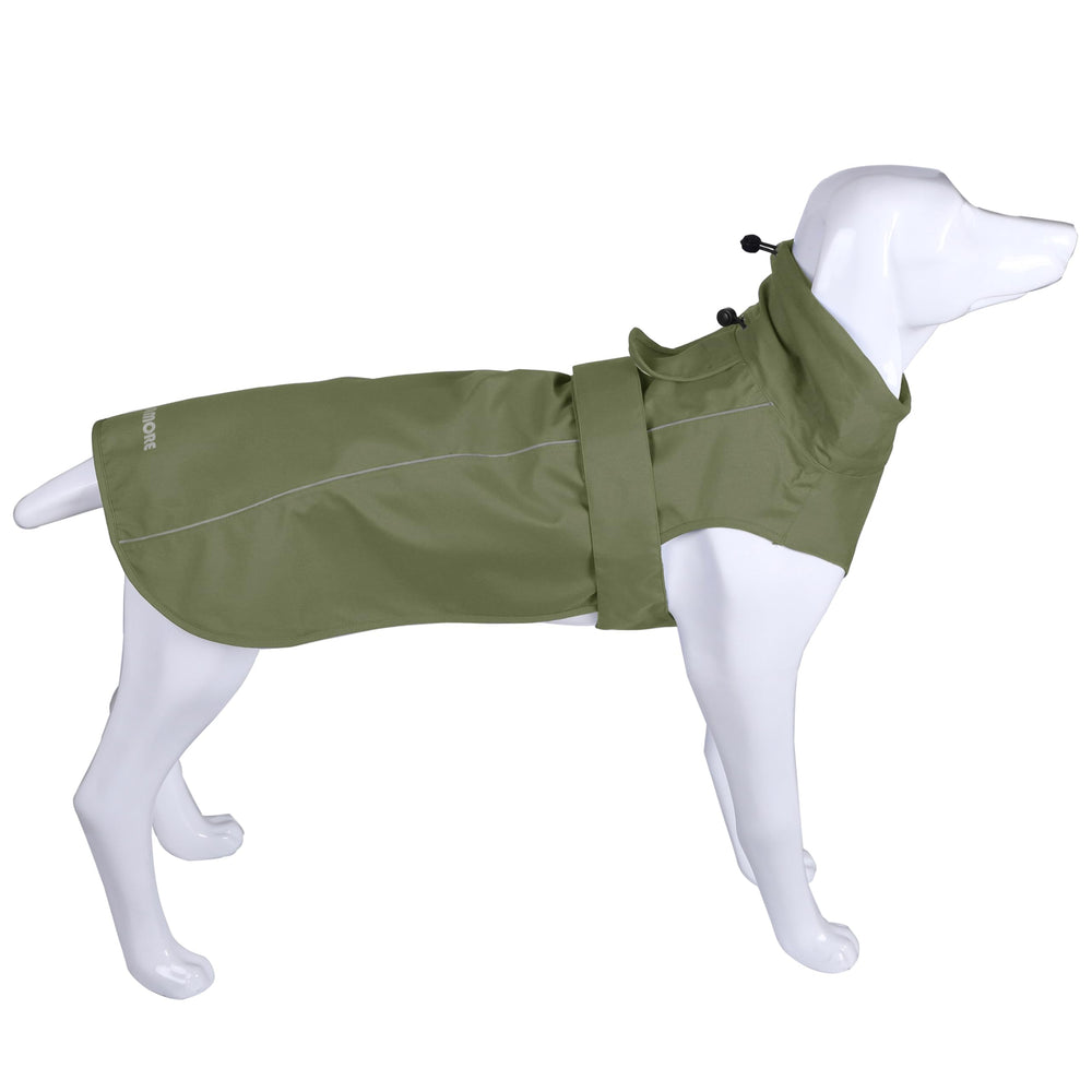 MAMORE adjustable waterproof dog raincoat front view with secure Velcro fit for dogs
