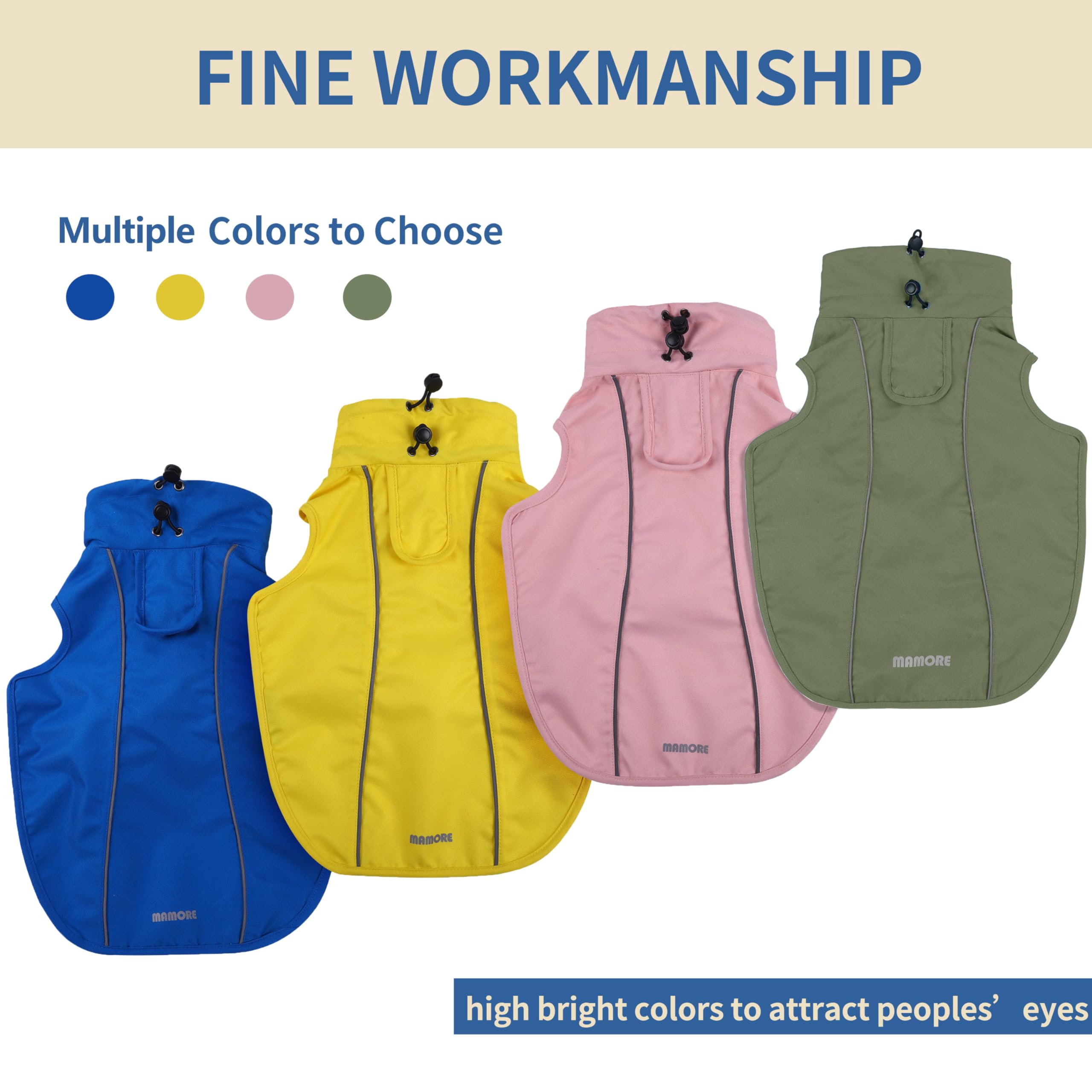 MAMORE army-green raincoat large size fits bigger dogs well.