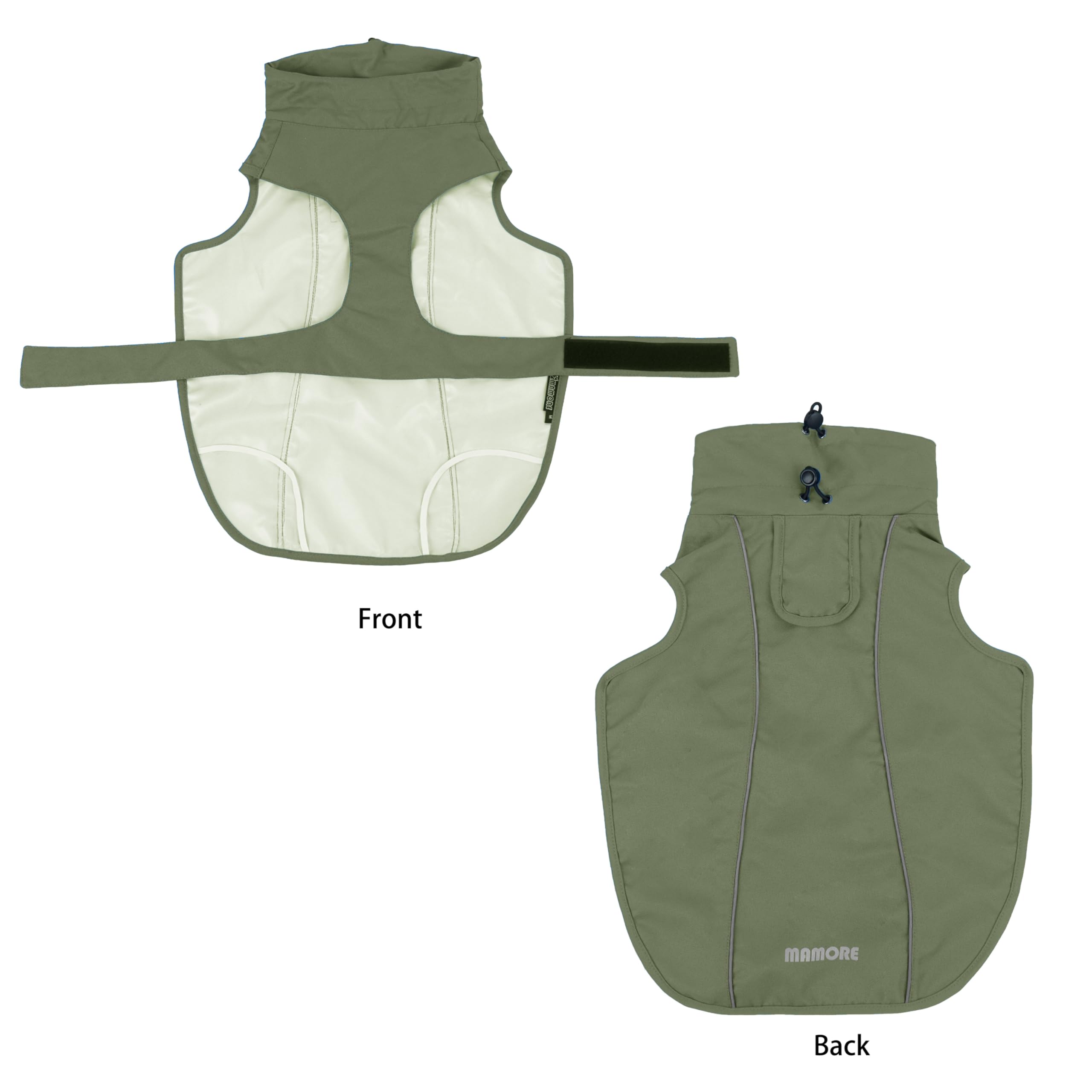 MAMORE raincoat back with reflective strip enhances nighttime visibility.