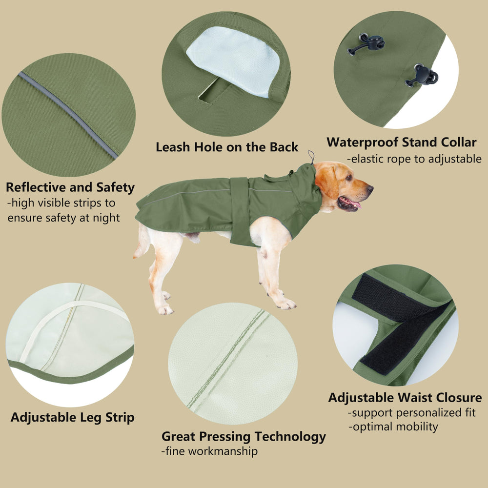 MAMORE breathable gabardine dog raincoat promotes comfortable wear by balancing rain protection and airflow.
