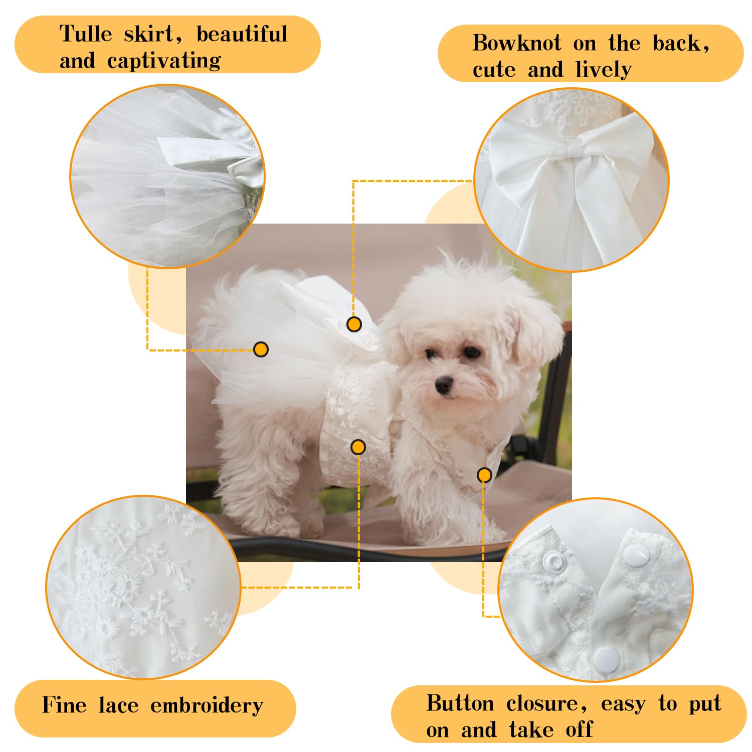 Mamore dog dress showing bowknot back design for playful charm.