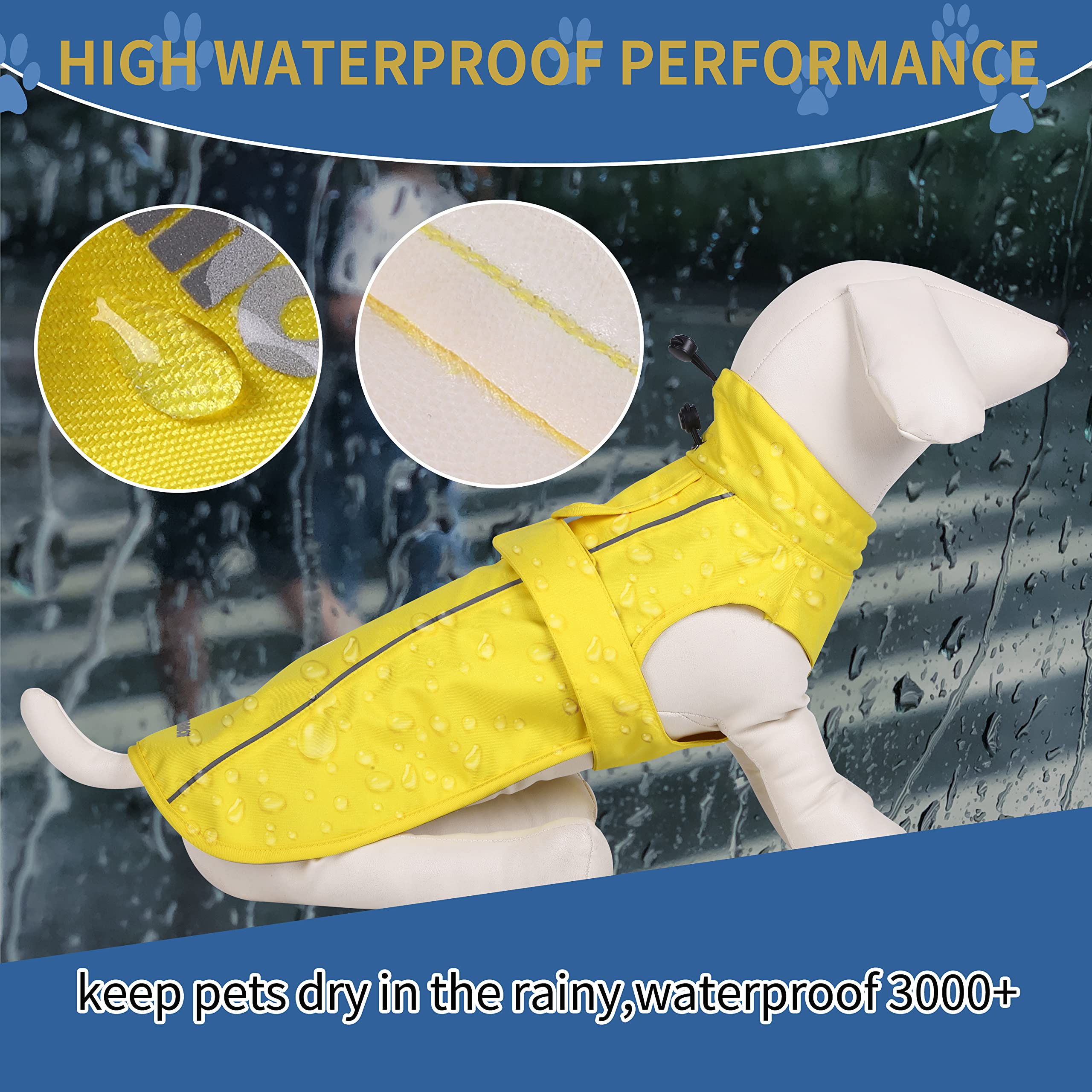 Mamore raincoat adjustable Velcro belly strap for secure, comfortable fit.