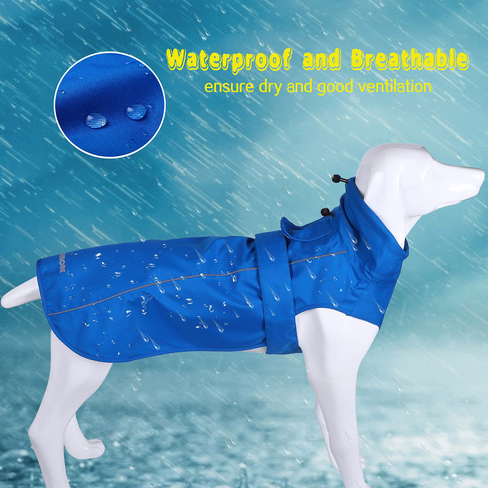 MAMORE blue raincoat close-up on gabardine fabric showing durability