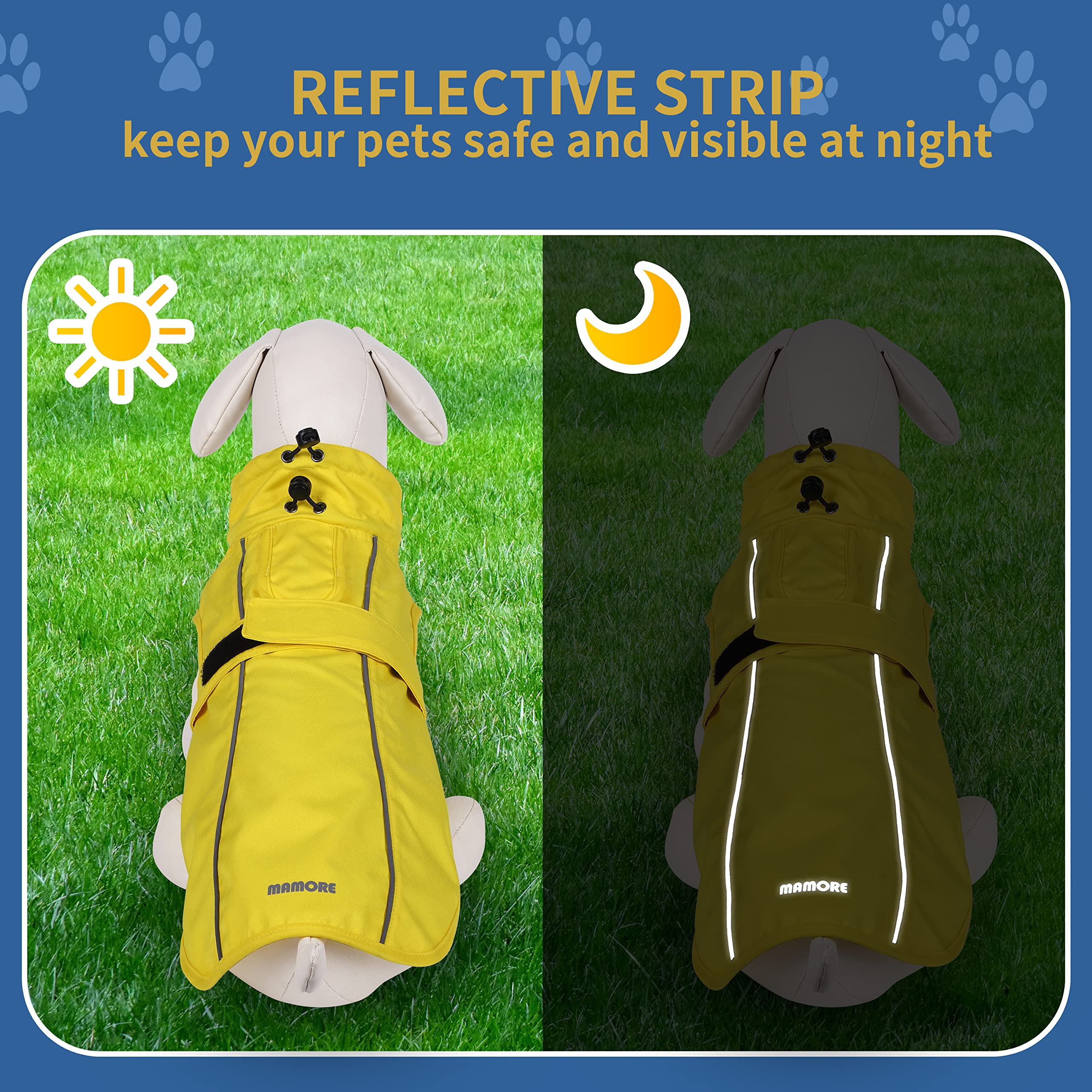 Mamore raincoat includes elastic leg straps to stay in place during activities.