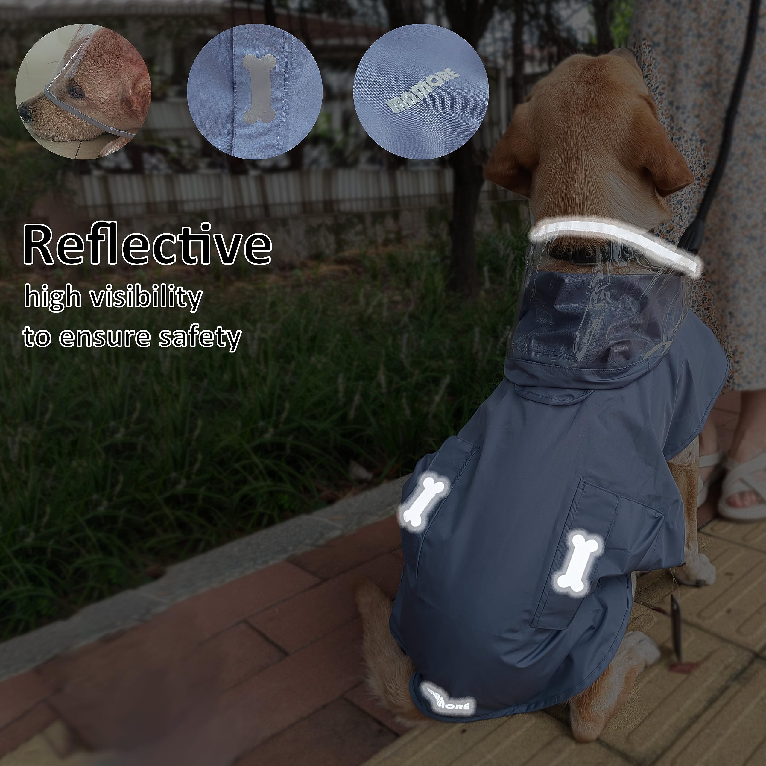 MAMORE hooded raincoat features a PVC hood to keep the head dry