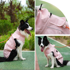 Mamore dog raincoat featuring breathable TPU membrane provides airflow while staying water-resistant.