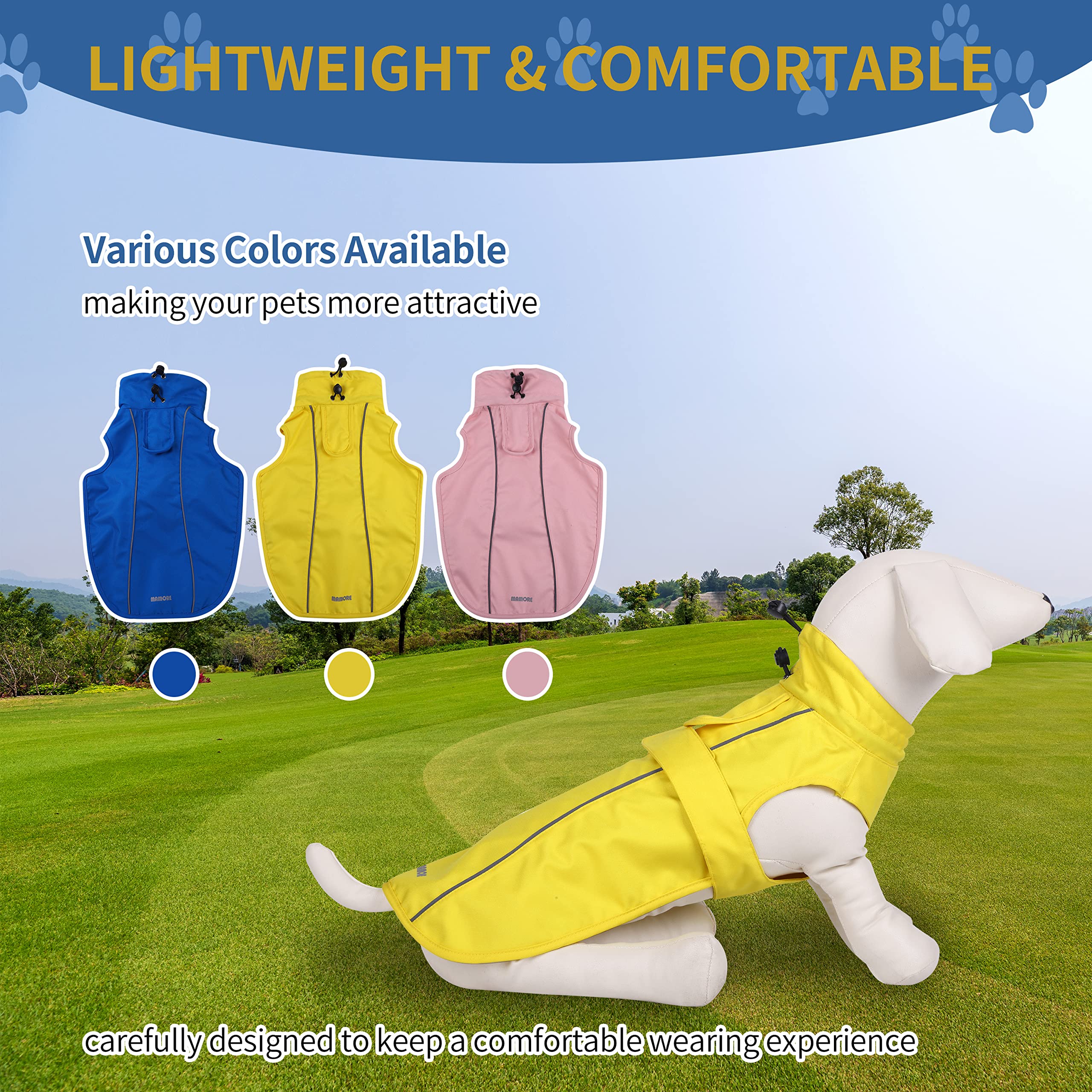 Mamore pink large raincoat fits bigger dogs for effective rain protection.