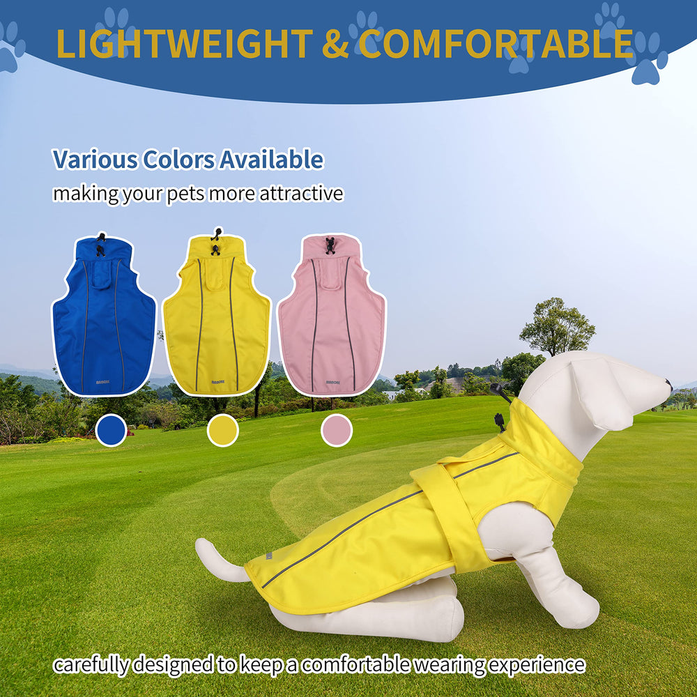 Mamore pink large raincoat fits bigger dogs for effective rain protection.