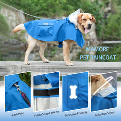 MAMORE dog raincoat reflective stripes boost night visibility