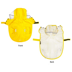 MAMORE waterproof dog raincoat back view with reflective safety detailing at night