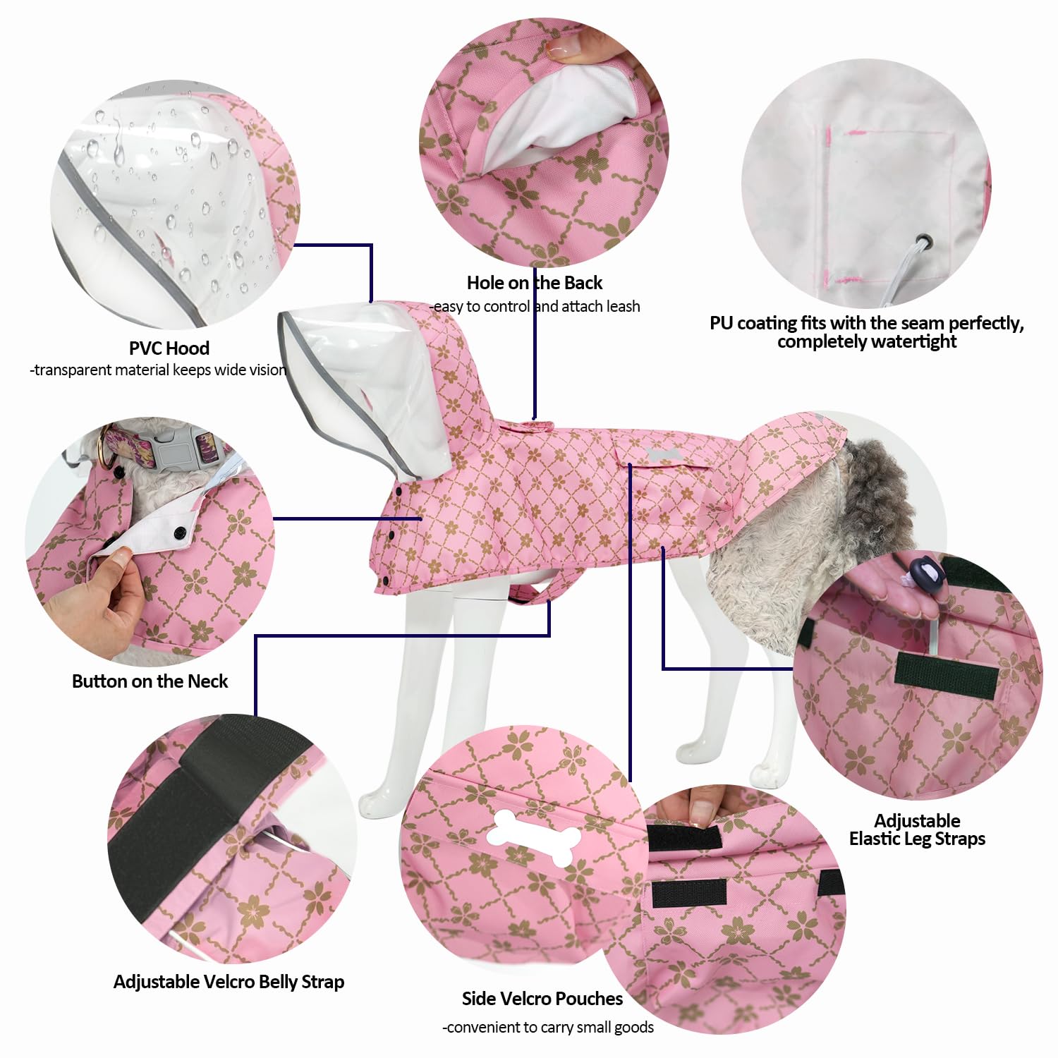 MAMORE raincoat hood with adjustable PVC material keeps the head dry in rain showers.